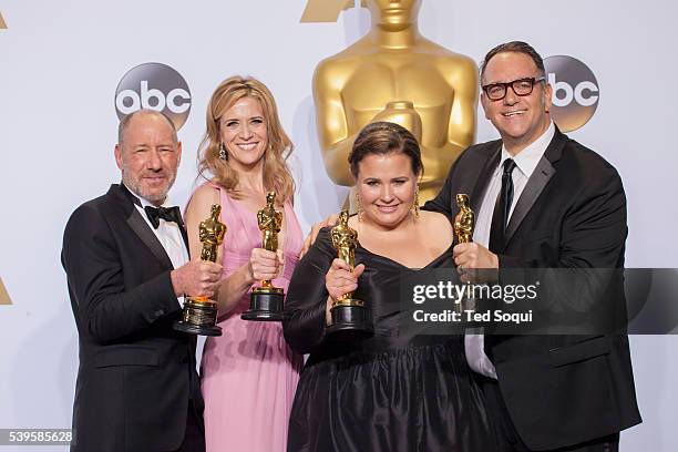 88th Academy Awards press room Best picture producers Michael Sugar, Steve Golin, Nicole Rocklin, Blye Pagon Faust.