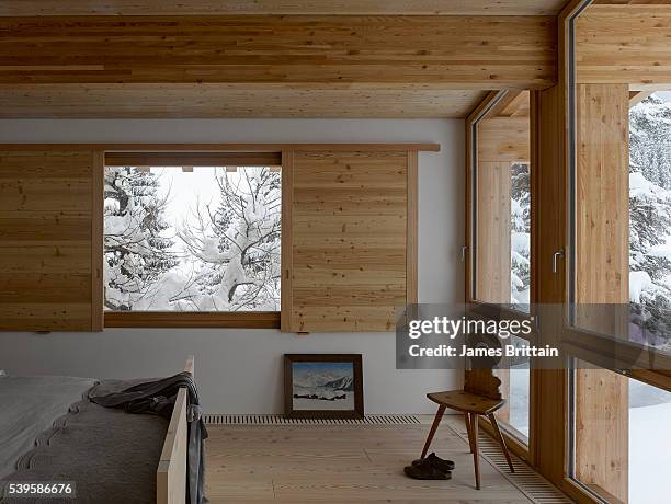 mountain bedroom - andermatt stock pictures, royalty-free photos & images