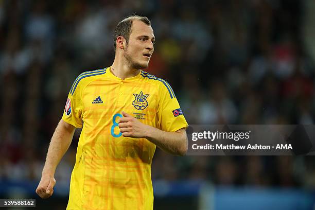 Roman Zozulya of Ukraine during the UEFA EURO 2016 Group C match between Germany and Ukraine at Stade Pierre-Mauroy on June 12, 2016 in Lille, France.