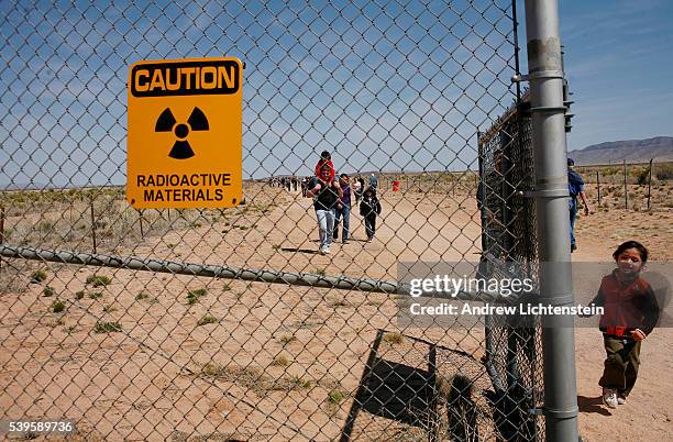 Tourists visit the Trinity Site, which is where the US military first detonated the world's first atom bomb in July of 1945, located on the White...