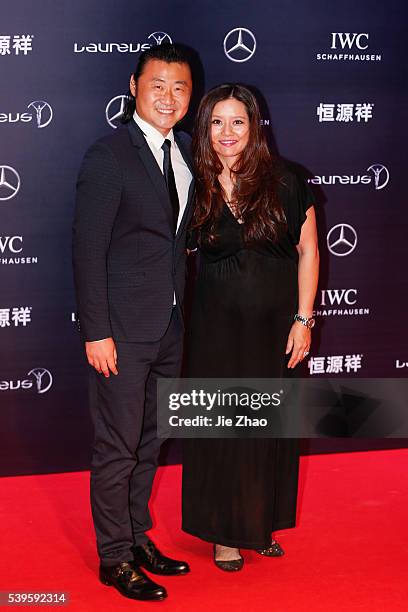 Former tennis player Li Na with her husband Jiang Shan attend Laureus World Sports Awards ceremony in Shanghai, China on 15th April 2015.