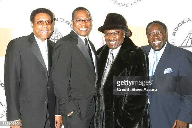 Hall of Fame inductees "The O'Jays" Sammy Strain, Robert Massey, Walter Williams and Eddie Lavert arrive for the 20th Annual Rock and Roll Hall of...