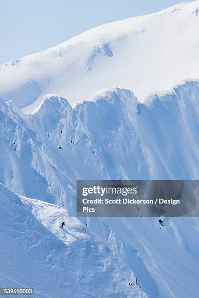 backcountry skiing in the chugach mountains in late winter - chugach mountains stock-fotos und bilder