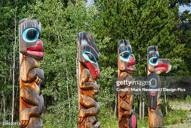 first nations totems - indigenous art stockfoto's en -beelden