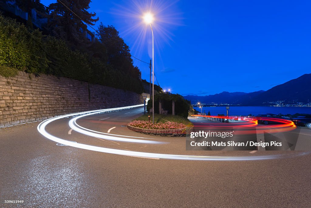Light Trails Of Vehicle Headlights And Taillights On A Road