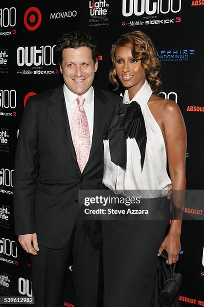 Isaac Mizrahi and Iman at Out Magazine honors 100 most influential people in gay culture at Out 100 Awards in New York City.