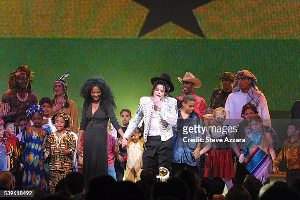 Diana Ross and Michael Jackson perform on stage during the Democratic National Committee's "A Night At The Apollo."