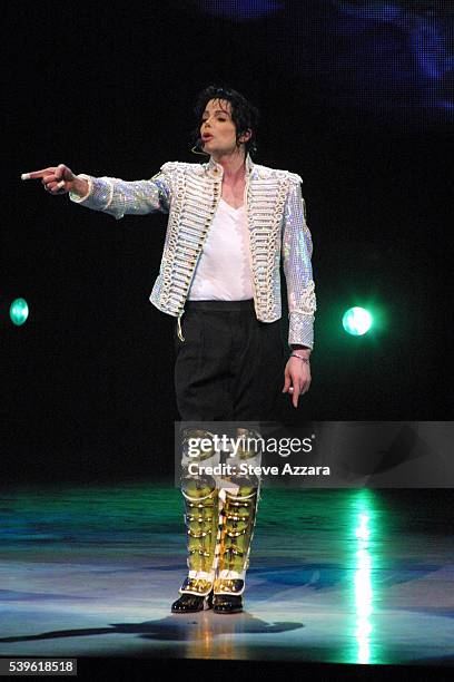 Michael Jackson performs on stage during the Democratic National Committee's "A Night At The Apollo."