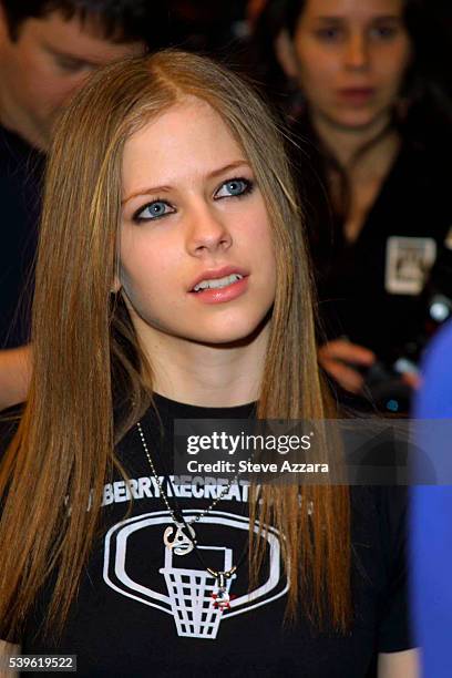 Avril Lavigne at the Grammy Award nominations at Madison Square Garden. Lavigne was nominated for five awards including Best New Artist. The Awards...