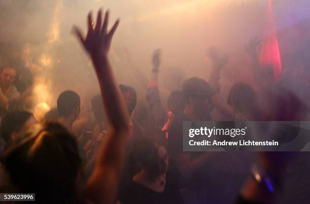 The dance floor of a meat packing district nightclub during a popular traveling party,