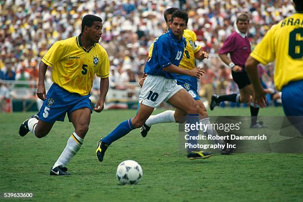 Mauro da Silva and Roberto Baggio during the final of the 1994 FIFA World Cup.