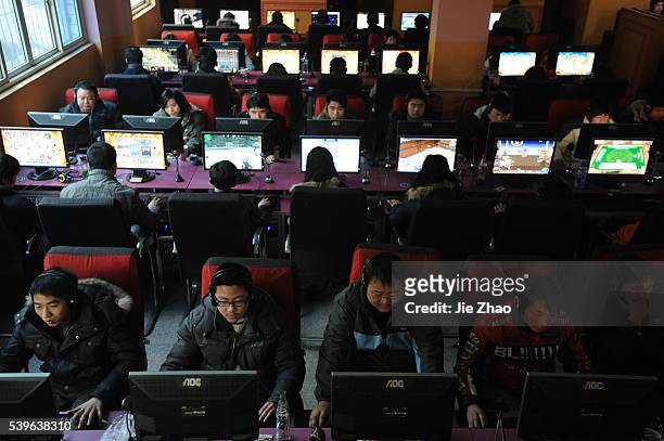 People us computers at an internet cafe in Wuhan, Hubei province, January 23,2010.VCP
