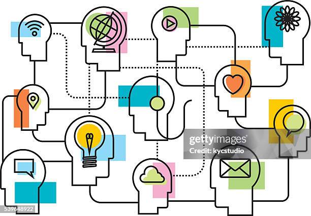 stockillustraties, clipart, cartoons en iconen met connected people - luisteren
