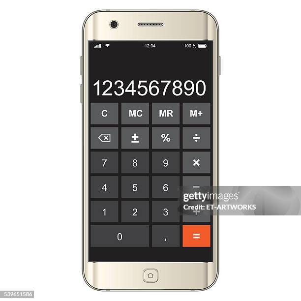 smartphone with calculator - calculator stock illustrations