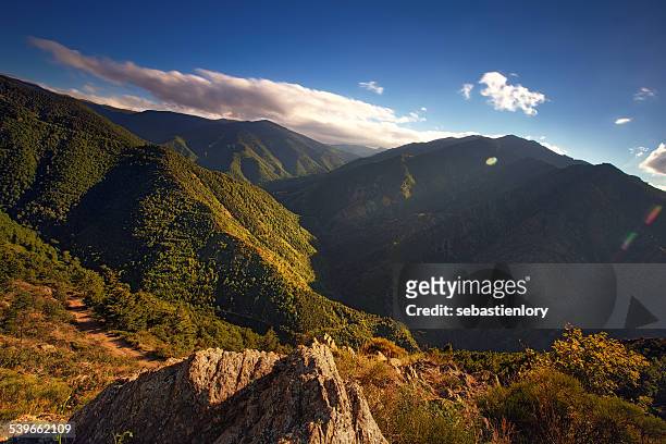 france, canigou, high angle view of mountain range - canigou stock pictures, royalty-free photos & images