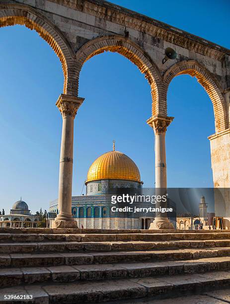 israel, jerusalem, stone arches and dome of the rock - jerusalem stock pictures, royalty-free photos & images