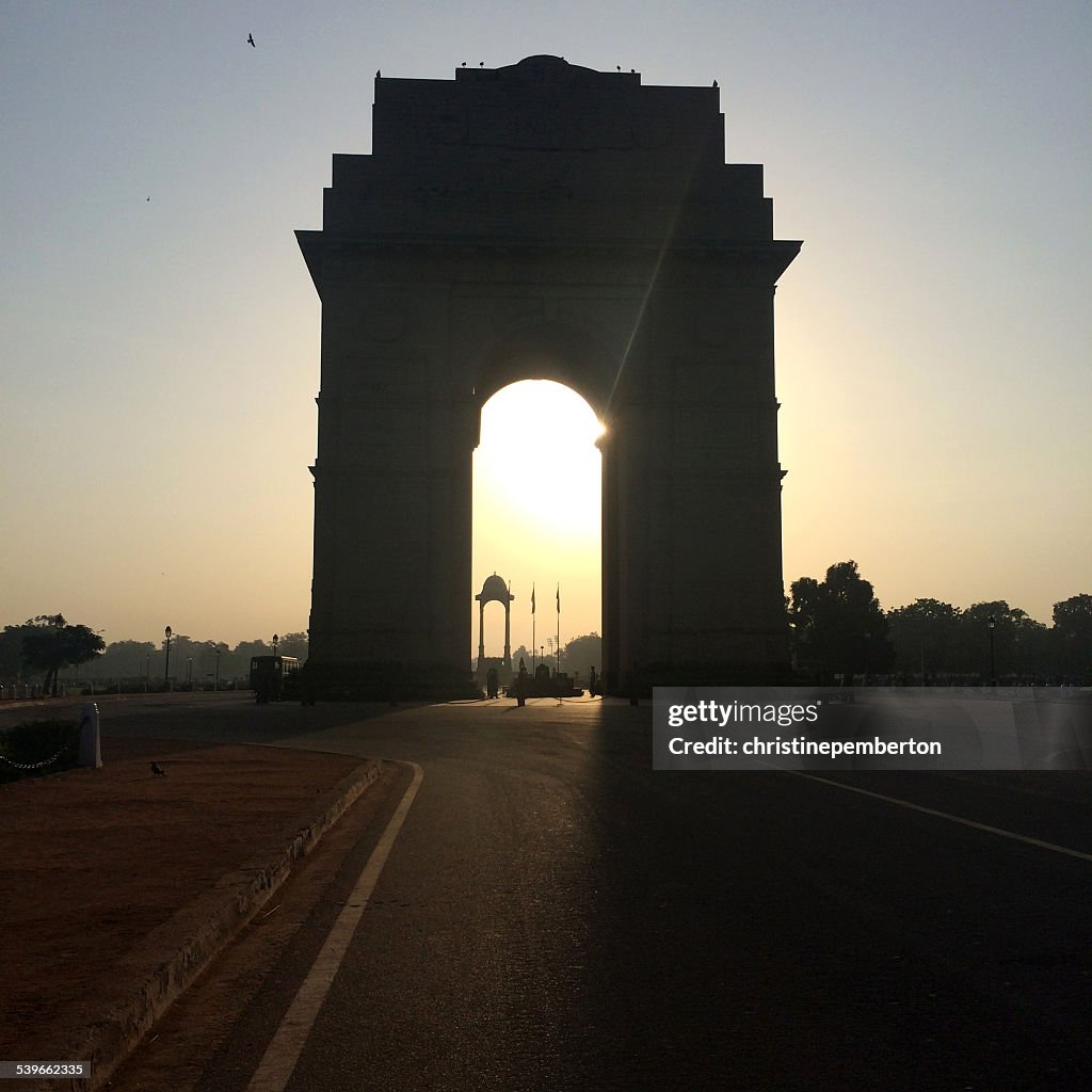 India, New Delhi. India Gate at sunrise