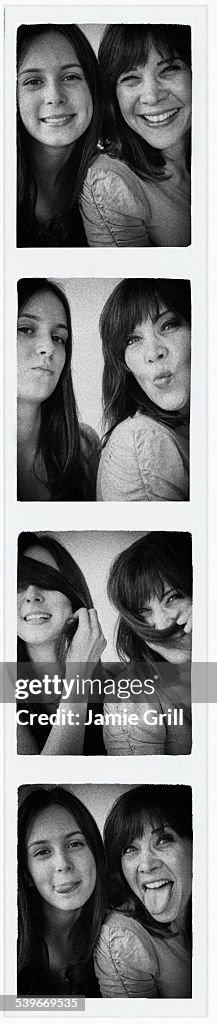 USA, New Jersey, Photo booth picture of teenage girl (14-15) and her mom