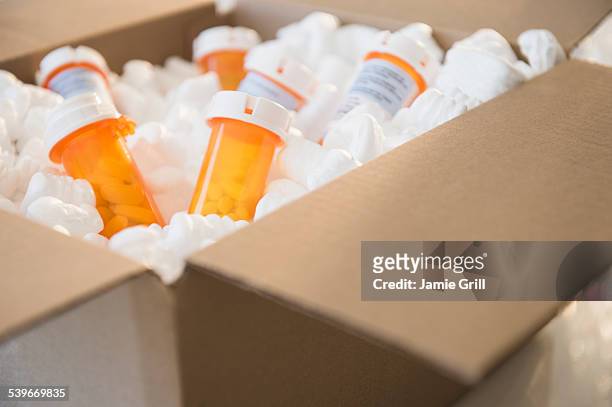 close up of box with medicine - prescription home delivery stock pictures, royalty-free photos & images
