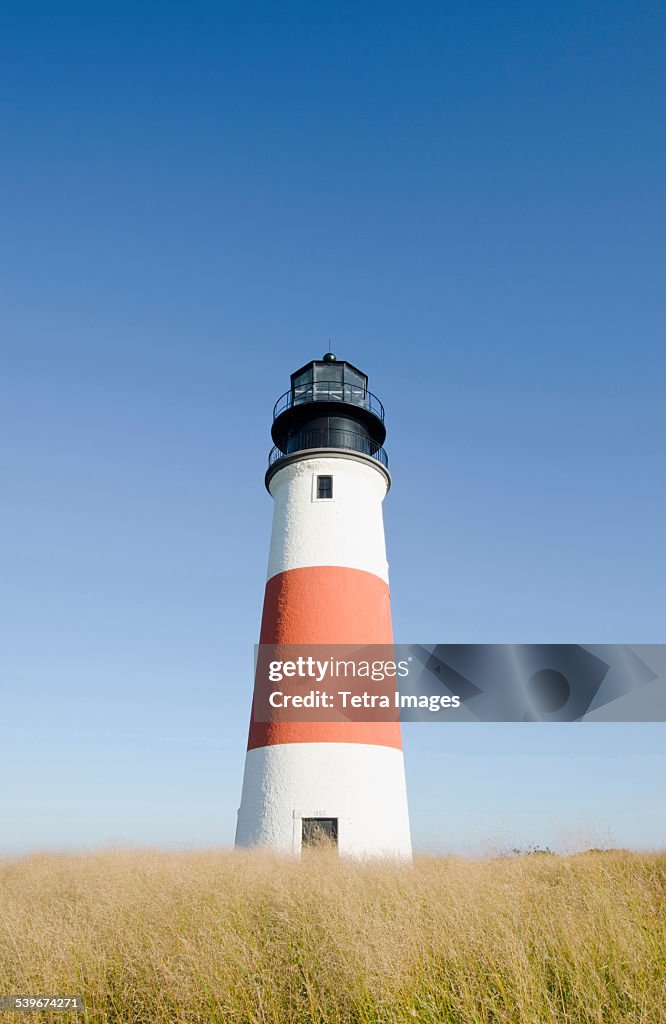 USA, Massachusetts, Nantucket, Sankaty Head Lighthouse, View of lighthouse