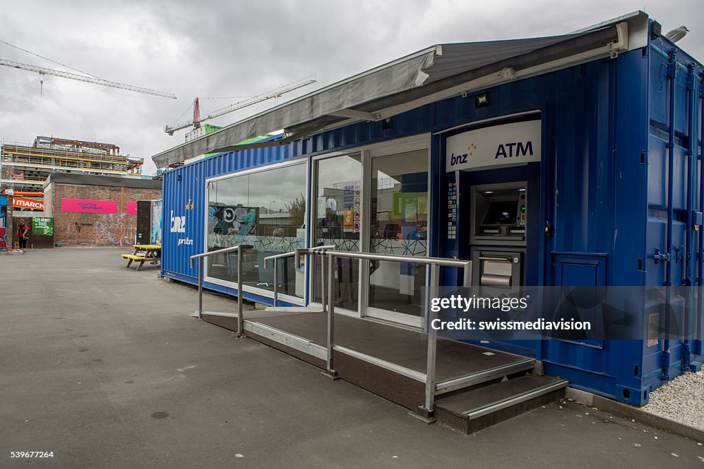 Christchurch: BNZ bank in the new shipping container shopping area