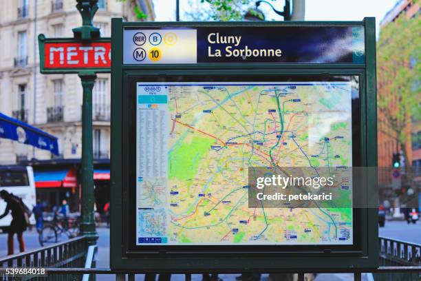 train and metro map in paris - map paris stock pictures, royalty-free photos & images