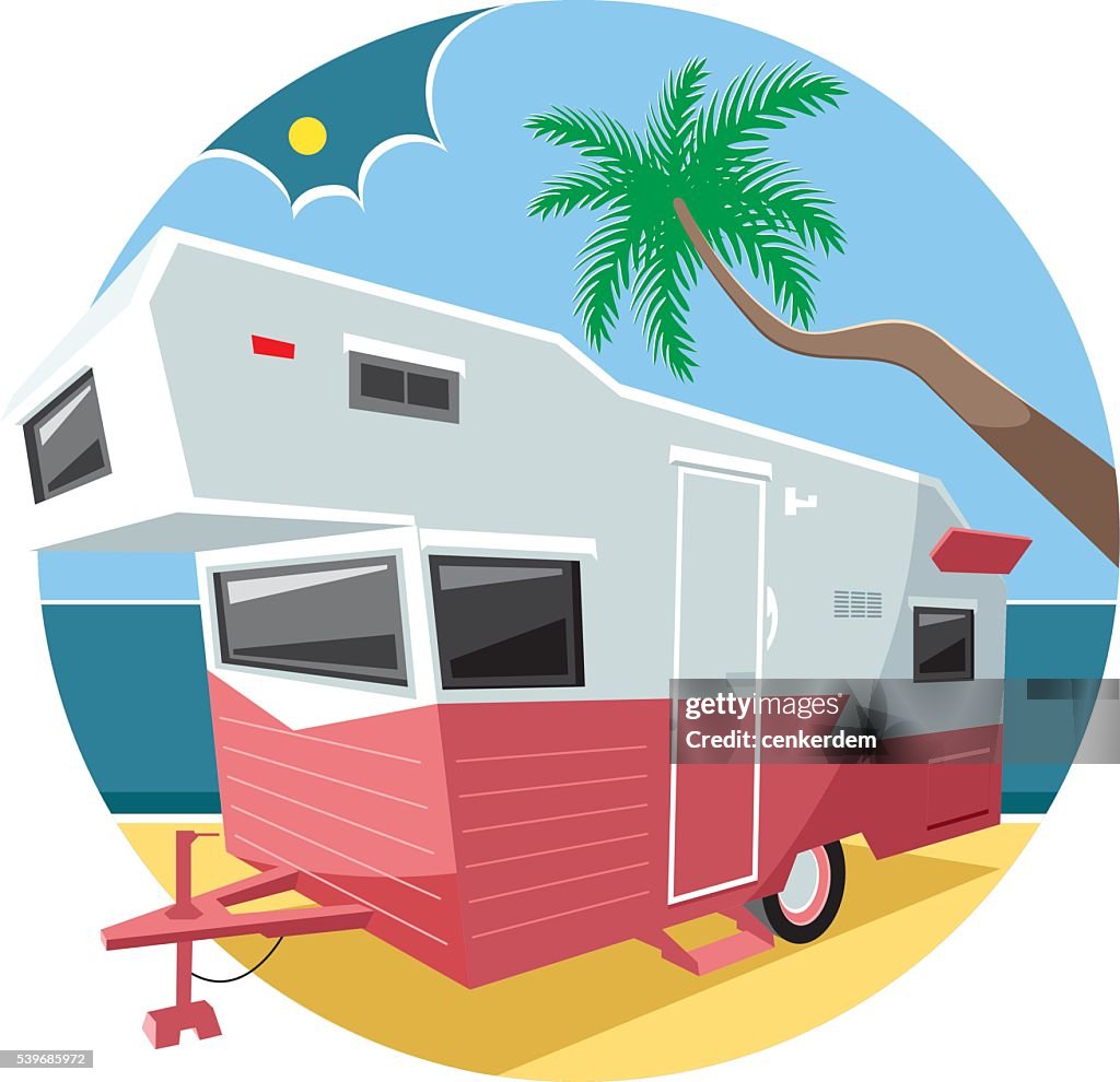 Caravan and peaceful beach