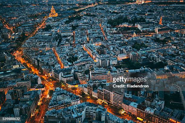 cityscape of paris - paris france at night stock pictures, royalty-free photos & images