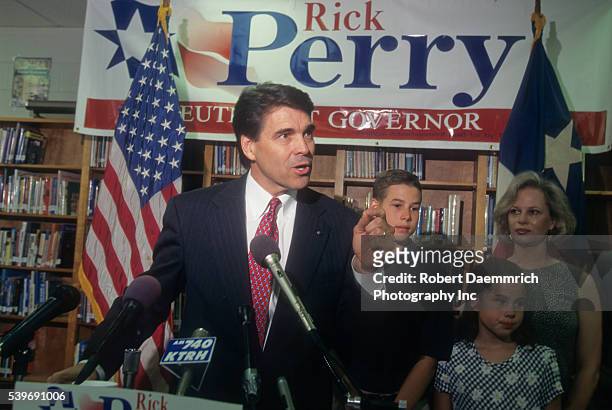 'Rick Perry announces his bid for Lt. Governor of Texas on June 18, 1997 with an event at O Henry Middle School in Austin.