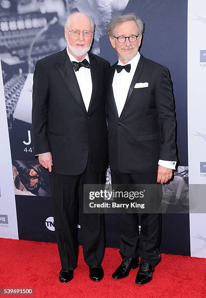 Composer/honoree John Williams and director Steven Spielberg attend American Film Institute's 44th Life Achievement Award Gala Tribute to John...