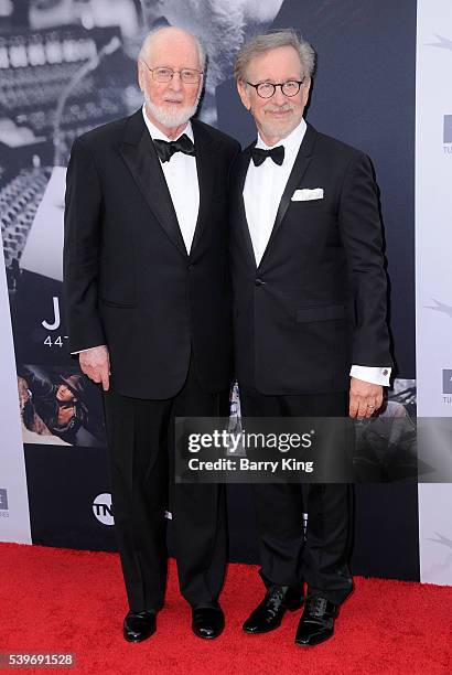 Composer/honoree John Williams and director Steven Spielberg attend American Film Institute's 44th Life Achievement Award Gala Tribute to John...