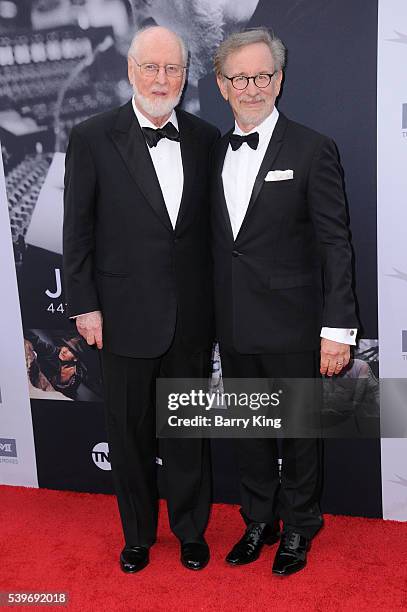 Composer/honoree John Williams and director Steven Spielberg attend American Film Institute's 44th Life Achievement Award Gala Tribute to John...