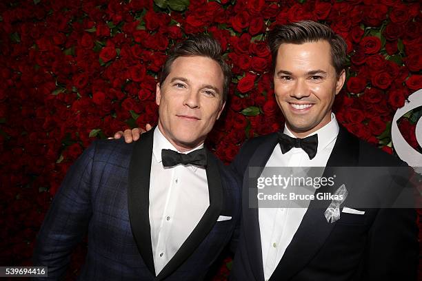 Michael Doyle and Andrew Rannells attend 70th Annual Tony Awards - Arrivals at Beacon Theatre on June 12, 2016 in New York City.