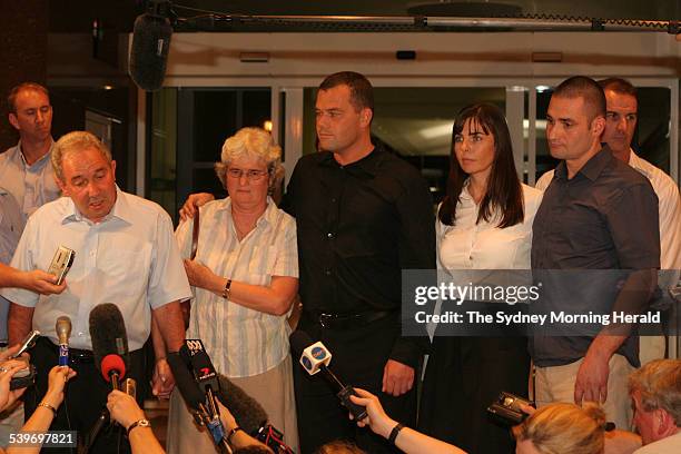 Joanne Lees stands on the steps of the NT Supreme court flanked by the Falconio family from L-R Luciano, Joan, Nick and Paul after Bradley John...