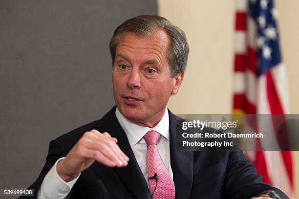 Texas Lt. Governor and U.S. Senate candidate David Dewhurst answers questions from Texas Tribune editor Evan Smith at a business event in Austin on...