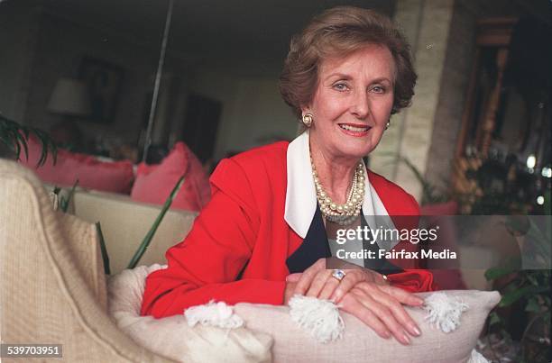 Portrait of June Dally Watkins at home in Woollahra, 6 November 1996 SHD Picture by KYLIE MELINDA SMITH