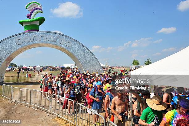 Festival goers enter the grounds during Day 4 of the 2016 Bonnaroo Arts And Music Festival on June 12, 2016 in Manchester, Tennessee.