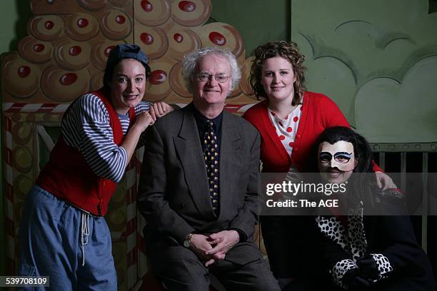 Pic shows the artistic director of OzOpera Richard Gill at the Australian Ballet Centre, with members of the cast of Hansel and Gretel. 6 May 2005...