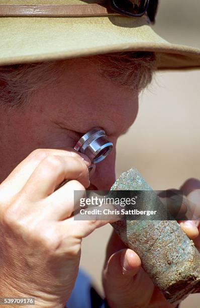 geologist inspecting a core sample - geologist ストックフォトと画像