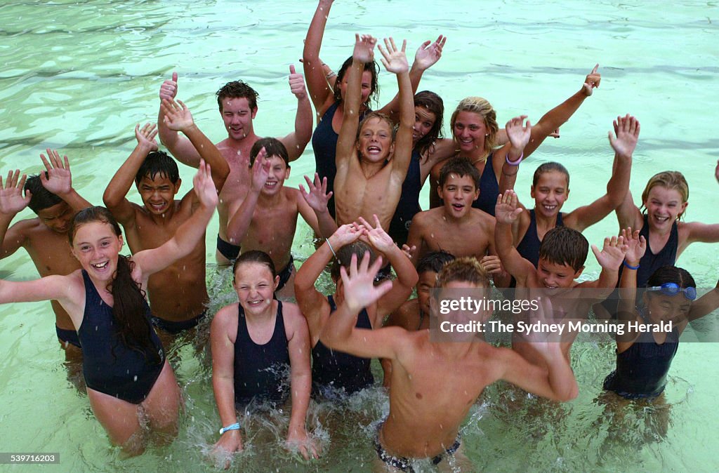 The Bondi Icecubes re-enact a photograph from 1947 at the Bondi Icebergs, 24 Jan