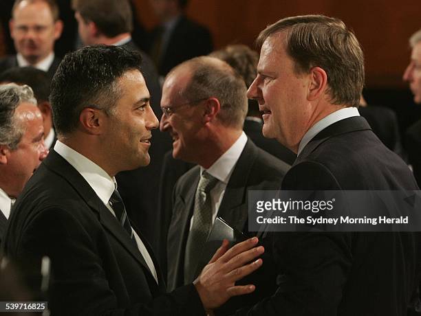 The Treasurer, Peter Costello celebrates ten years in the position. After addressing the National Press Club, Mr. Costello meets with Ahmed Fahour...