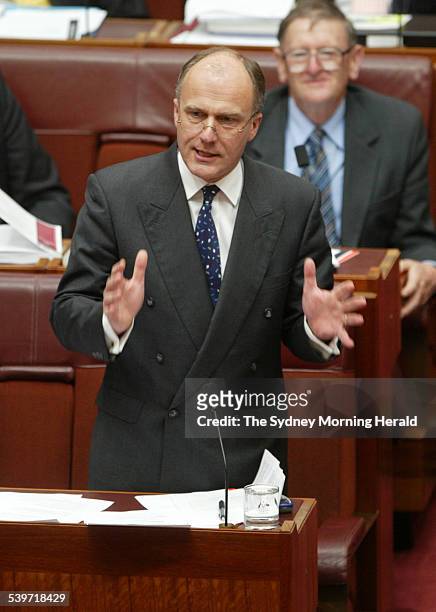 Senator Eric Abetz in Parliament House Canberra during Question Time on 6 October 2005. SMH NEWS Picture by CHRIS LANE.