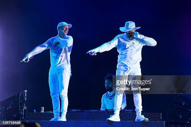 Diplo, Jillionaire and Walshy Fire of Major Lazer perform on the second day of the Parklife Festival on June 12, 2016 in Manchester, England.