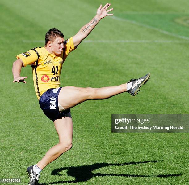 Picture taken at Parramatta stadium where the Eels were having a training session. The player shown is Tim Smith at training, 7 September 2005. SMH...