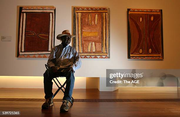 Aboriginal artists from all over Australia in Melbourne today for the opening of Land Marks exhibition at NGV in Federation Square. Artist, Mick...