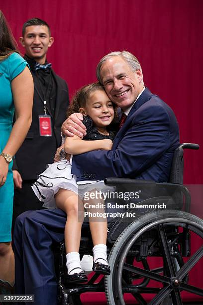 Texas Attorney General Greg Abbott celebrates his election as governor of Texas with a resounding victory over Democratic challenger Wendy Davis....