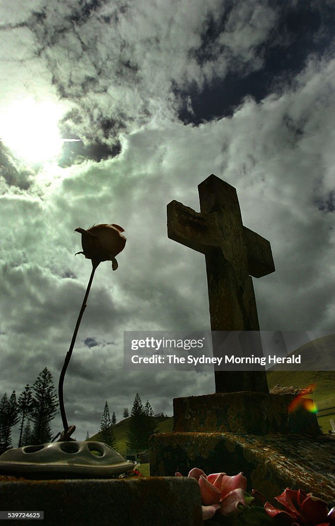 Norfolk Island. Crosses and headstones mark the numerous graves at the Norfolk I