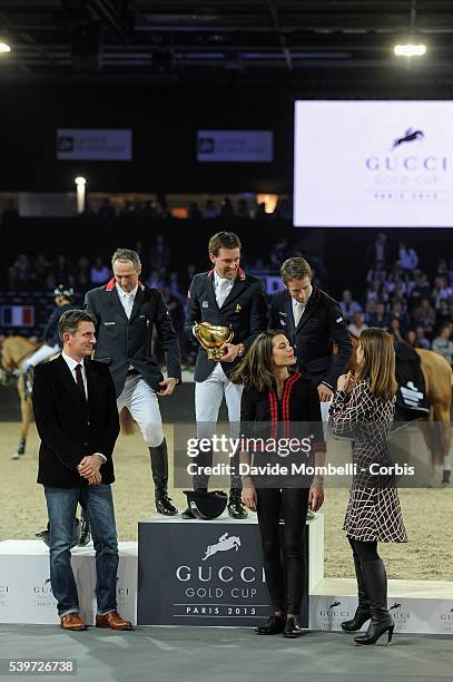 Delestre Simon with Chesall wins first place Gucci Gold Cup 155 cm, second place Delaveau Patrice with Leontine Ledimar Z H D C, the third step of...