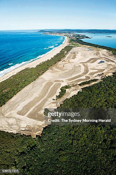 Aerial of the Mirvac site where the Magenta Shores Golf Club and Housing Development at the Central Coast is being built, 6 July 2005. SMH Picture by...