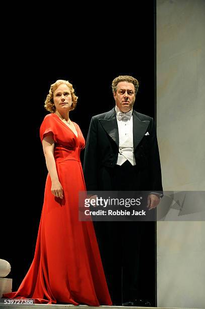 Roger Allam and Abigail Cruttenden perform in Michael Frayn's play "Afterlife" at the National Theatre in London.